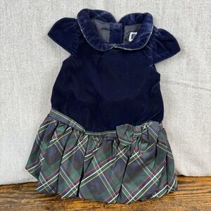 NWT Janie and Jack Dress Size 0 To 3 Months Holiday Outfit Velvet Blue